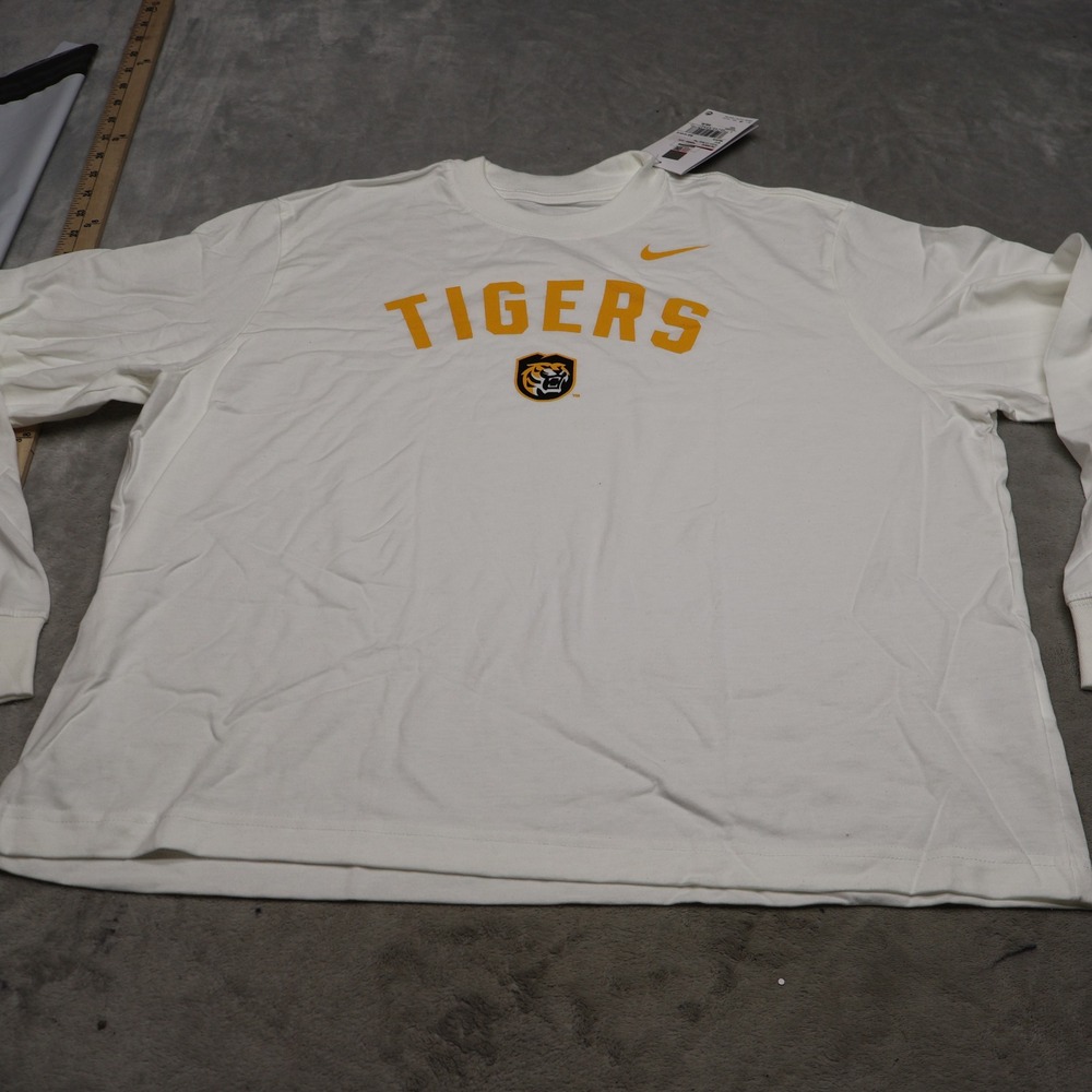 Missouri Tigers Shirt Womens Medium Nike White Long Sleeve Boxy Tee NCAA $45 NEW